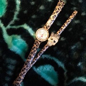Betsy Johnson Leopard Print Watch and Bracelet